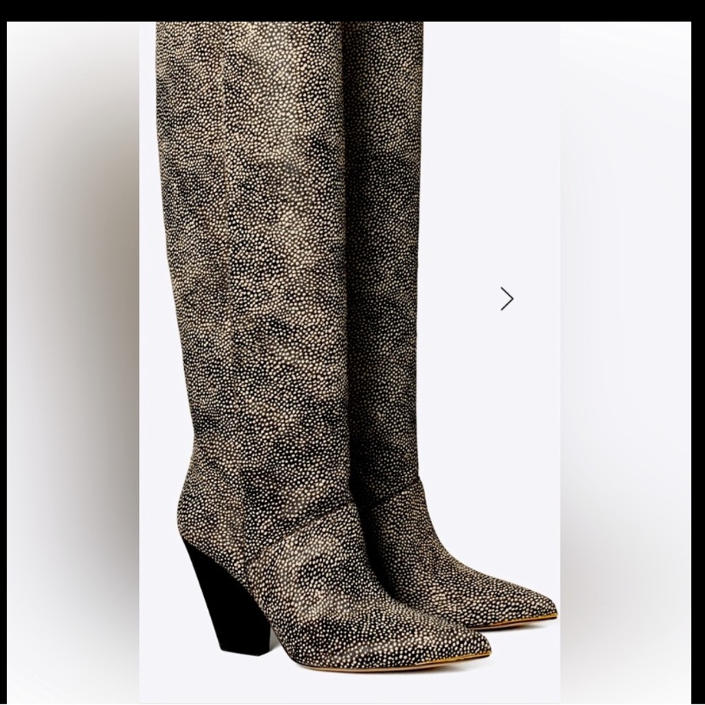 NWT Tory Burch calf hair leopard Lila boots 90 mm 6.5 M